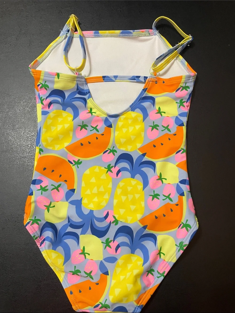 Old Navy Tropical Fruit One-Piece Swimsuit in Yellow, Orange & Pink Sz. 5 XS